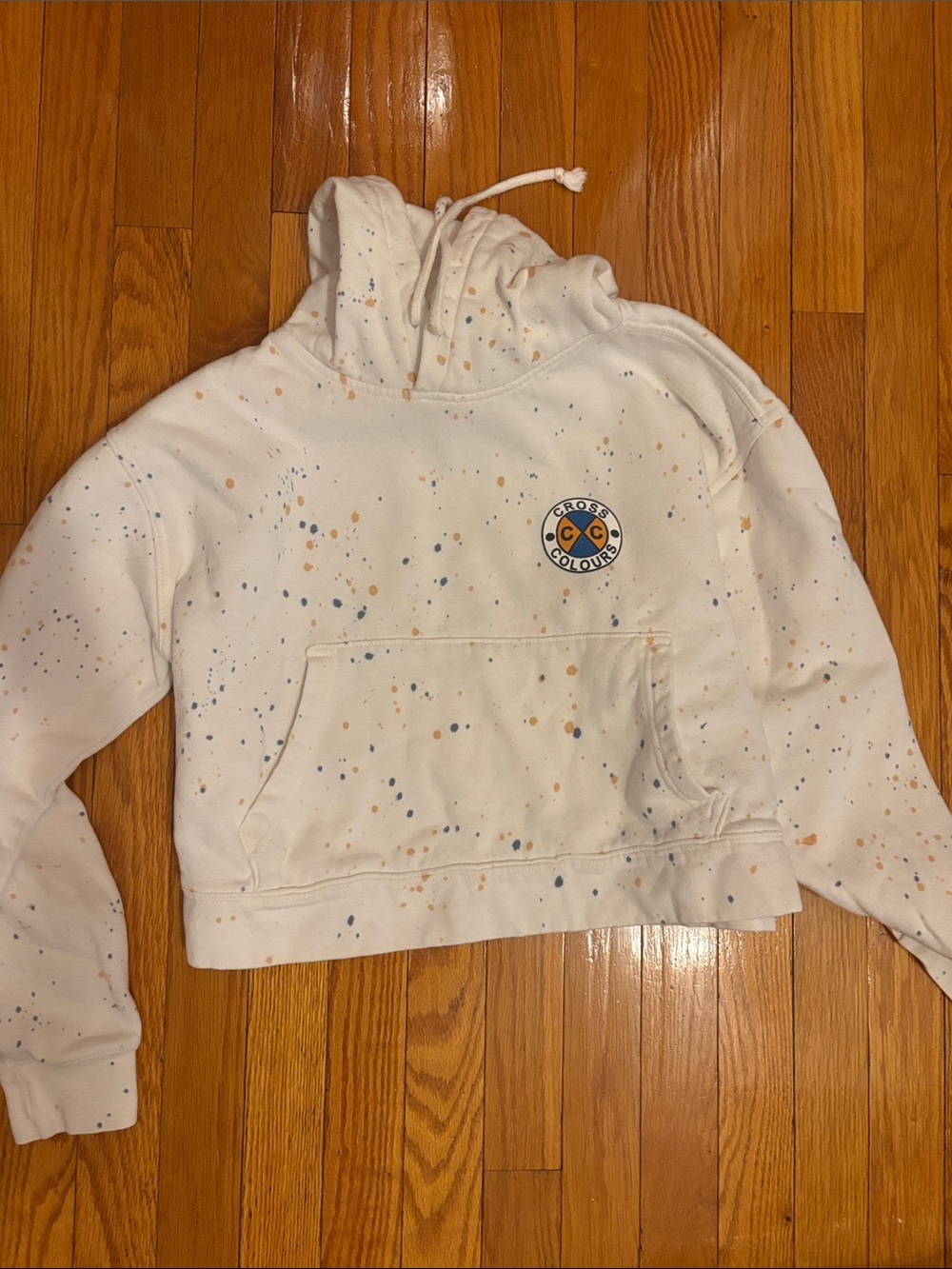 Cross Colours Women's White Speckled Cropped Hoodie